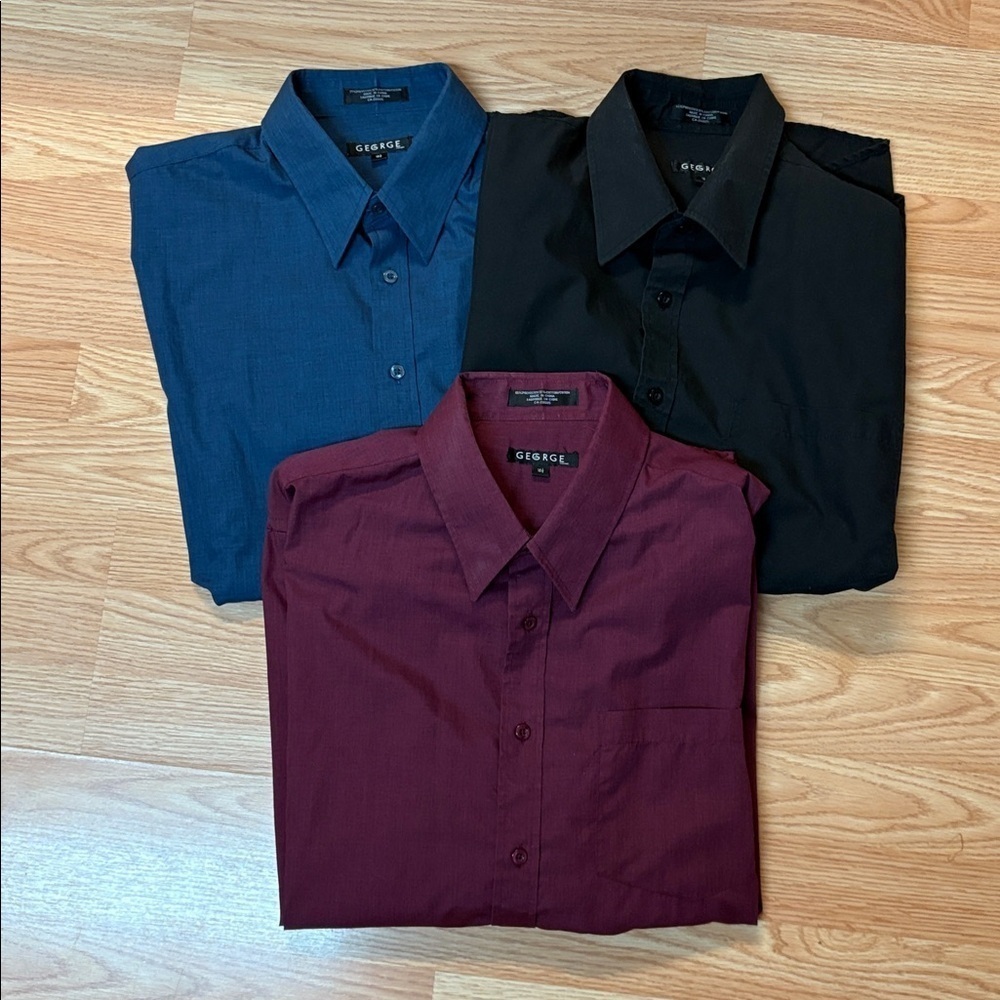 George Classic Black/Blue/burgundy Long Sleeve Shirt set size 16-16.5
